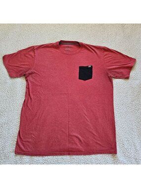 The North Face L Mens Red Crewneck T-Shirt Black Pocket